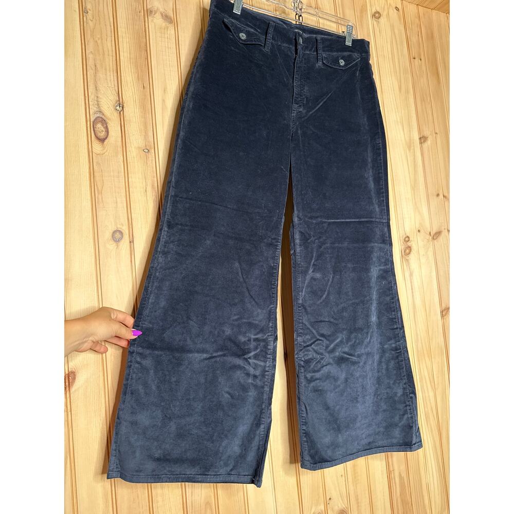 NWT J. Crew Wide Leg Trouser Washed Velvet Navy Retro Womens Size 30P Petite - Picture 5 of 8